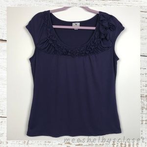 Worthington Purple Cap Sleeve Dressy Blouse